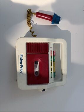 Fisher-Price White Toy Cassette Phone Battery Compartment Label